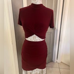 Burgundy two piece set.